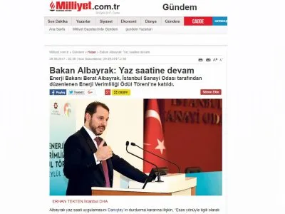 BAKAN ALBAYRAK: YAZ SAATİNE DEVAM (MİLLİYET)