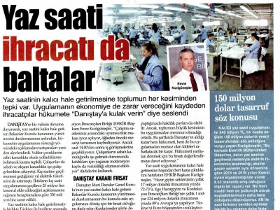 YAZ SAATİ İHRACATI DA  BALTALAR (9 EYLÜL İZMİR)