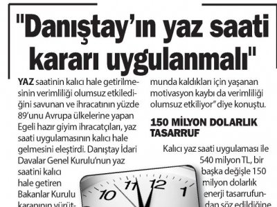 `DANIŞTAY`IN YAZ SAATİ KARARI UYGULANMALI` (BURSA HAYAT)