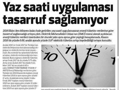YAZ SAATİ UYGULAMASI TASARRUF SAĞLAMIYOR (MİLLİ İRADE)