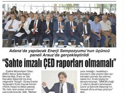 `SAHTE İMZALI ÇED RAPORLARI OLMAMALI` (ÇUKUROVA PRESS)