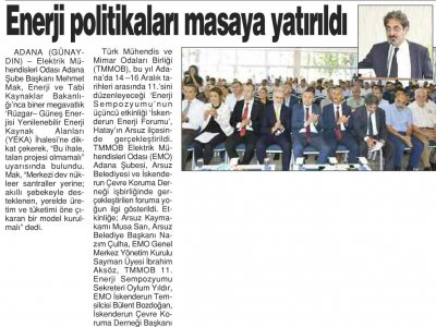 ENERJİ POLİTİKALARI MASAYA YATIRILDI (GÜNAYDIN ADANA)