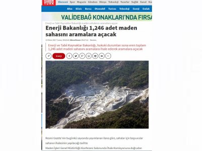 ENERJİ BAKANLIĞI 1,246 ADET MADEN SAHASINI ARAMALARA AÇACAK (HABERTURK.COM)