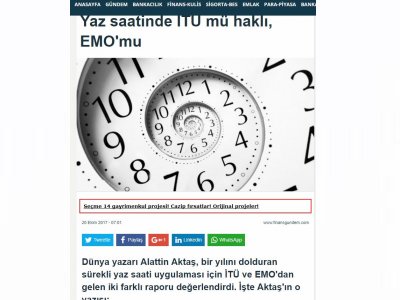 YAZ SAATİNDE İTÜ MÜ HAKLI, EMO`MU? (FİNANSGUNDEM.COM)