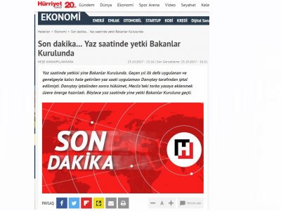 YAZ SAATİNDE YETKİ BAKANLAR KURULUNDA (HURRİYET.COM.TR)