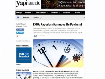 EMO: RAPORLARI KAMUOYU İLE PAYLAŞIN! (YAPİ.COM.TR)