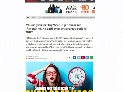 29 EKİM ŞUAN SAAT KAÇ? SAATLER GERİ ALINDI MI? (ALINACAK MI) KIŞ SAATİ UYGULAMASINA GEÇİLECEK Mİ 2017? (FANATİK.COM.TR)