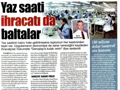 YAZ SAATİ İHRACATI DA  BALTALAR (9 EYLÜL İZMİR)