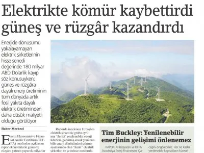ELEKTRİKTE KÖMÜR KAYBETTİRDİ GÜNEŞ VE RÜZGâR KAZANDIRDI (BİRGÜN)