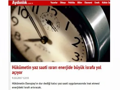 HÜKÜMETİN YAZ SAATİ ISRARI ENERJİDE BÜYÜK İSRAFA YOL AÇIYOR (AYDİNLİK.COM.TR)