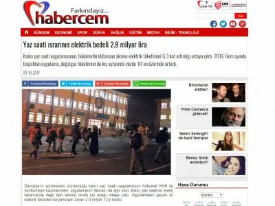 YAZ SAATİ ISRARININ ELEKTRİK BEDELİ 2.8 MİLYAR LİRA (HABERCEM.COM)