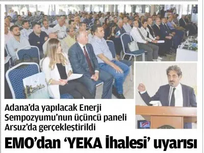 EMO`DAN `YEKA İHALHESİ` UYARISI (ÇUKUROVA BARIŞ)