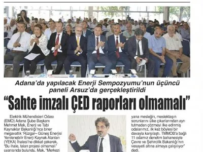 `SAHTE İMZALI ÇED RAPORLARI OLMAMALI` (ÇUKUROVA PRESS)