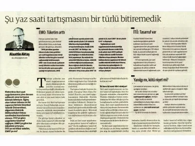 ŞU YAZ SAATİ TARTIŞMASINI BİR TÜRLÜ BİTİREMEDİK (ALAATTİN AKTAŞ- DÜNYA)