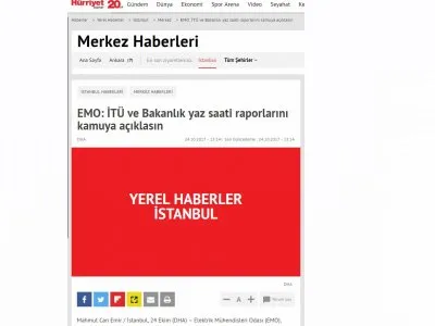 EMO: İTÜ VE BAKANLIK YAZ SAATİ RAPORLARINI KAMUYA AÇIKLASIN (HURRİYET.COM.TR)