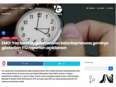 EMO: YAZ SAATİ UYGULAMASININ KALICILAŞMASINA GEREKÇE GÖSTERİLEN İTÜ RAPORLARI AÇIKLANSIN (VEGASTE.COM)