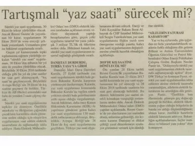 TARTIŞMALI `YAZ SAATİ` SÜRECEK Mİ? (ORTAM)