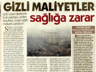 GİZLİ MALİYETLER SAĞLIĞA ZARAR (CUMHURİYET)