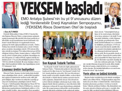 YEKSEM BAŞLADI (AKDENİZ MANŞET)
