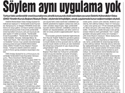 SÖYLEM AYNI UYGULAMA YOK (HİLAL)