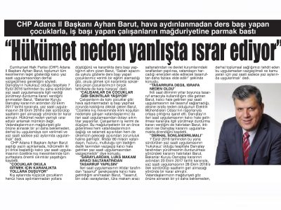 HÜKÜMET NEDEN YANLIŞTA ISRAR EDİYOR (BİZİM ADANA)
