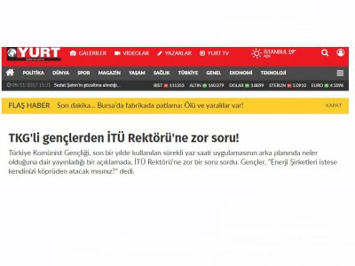TKG`Lİ GENÇLERDEN İTÜ REKTÖRÜ`NE ZOR SORU! (YURTGAZETESİ.COM.TR)