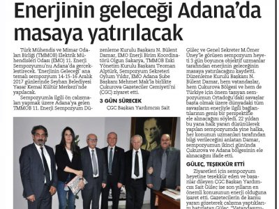 ENERJİNİN GELECEĞİ ADANA`DA MASAYA YATIRILACAK ( 5 OCAK)