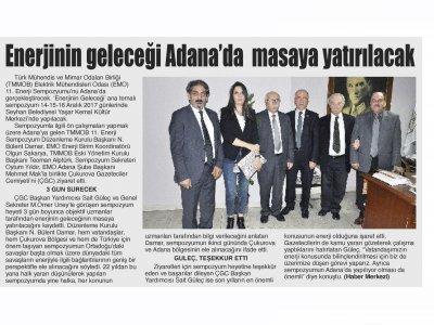 ENERJİNİN GELECEĞİ ADANA‘DA MASAYA YATIRILACAK (ÇUKUROVA PRESS)