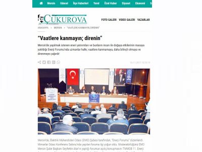 “VAATLERE KANMAYIN; DİRENİN” (CUKUROVAGAZETESİ.COM)