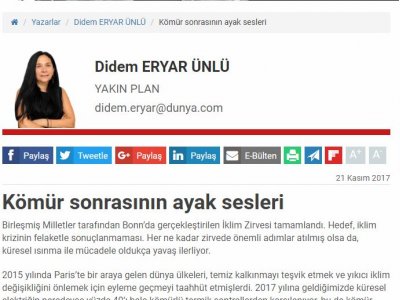 KÖMÜR SONRASININ AYAK SESLERİ (DİDEM ERYAR ÜNLÜ- DÜNYA)