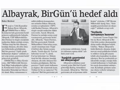 ALBAYRAK, BİRGÜN`Ü HEDEF ALDI (BİRGÜN)