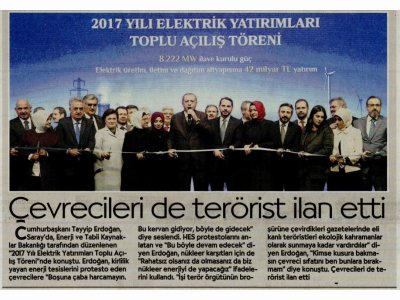 ÇEVRECİLERİ DE TERÖRİST İLAN ETTİ (CUMHURİYET)