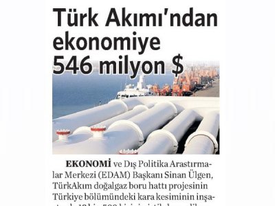 TÜRK AKIMI`NDAN EKONOMİYE 546 MİLYON $ (VATAN)