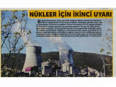 NÜKLEER ICIN İKİNCİ UYARI (CUMHURİYET)