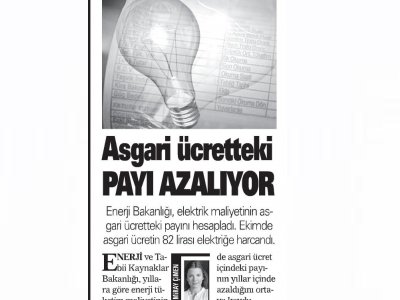 ASGARİ ÜCRETTEKİ PAYI AZALIYOR (AKŞAM)
