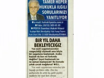 BİR YIL DAHA BEKLEYECEĞİZ (TAMER HEPER- POSTA)