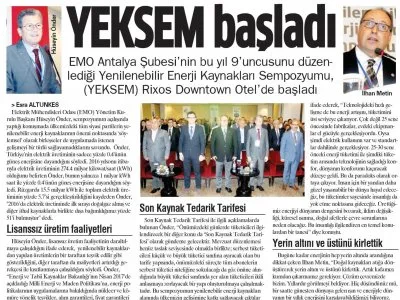 YEKSEM BAŞLADI (AKDENİZ MANŞET)