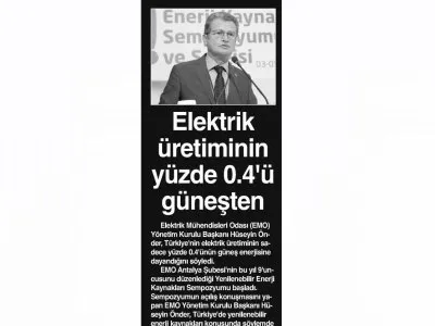 ELEKTRİK ÜRETİMİNİN YÜZDE 0.4 Ü GÜNEŞTEN (İSTANBUL)