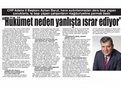 HÜKÜMET NEDEN YANLIŞTA ISRAR EDİYOR (BİZİM ADANA)
