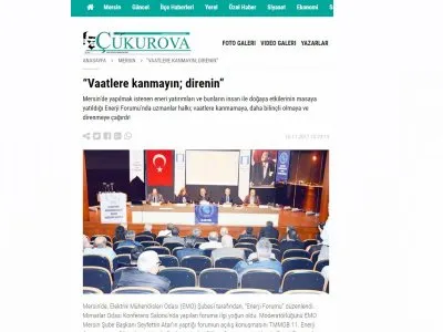 “VAATLERE KANMAYIN; DİRENİN” (CUKUROVAGAZETESİ.COM)