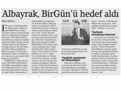 ALBAYRAK, BİRGÜN`Ü HEDEF ALDI (BİRGÜN)
