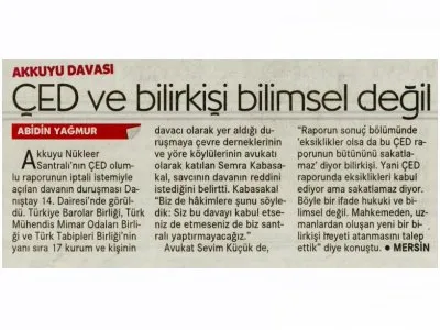 ÇED VE BİLİRKİŞİ BİLİMSEL DEĞİL (CUMHURİYET)
