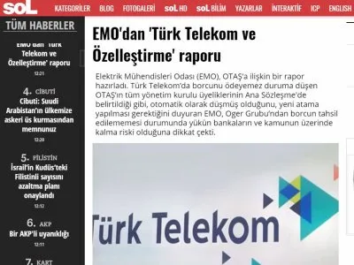 EMO`DAN `TÜRK TELEKOM VE ÖZELLEŞTİRME` RAPORU (SOL.ORG.TR)