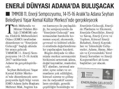 ENERJİ DÜNYASI ADANA`DA BULUŞACAK (DENİZLİ GAZETESİ)