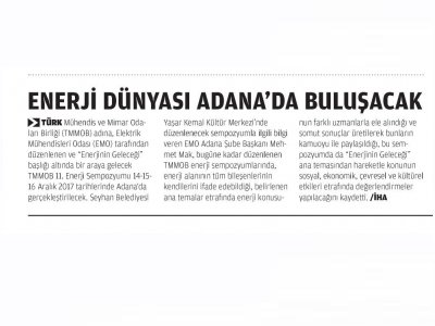 ENERJİ DÜNYASI ADANA`DA BULUŞACAK (YENİ DEVİR)