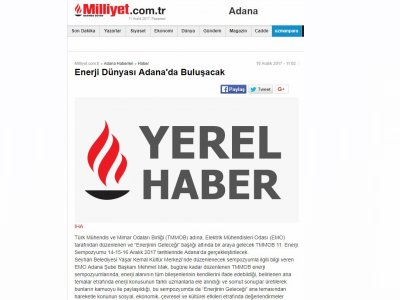 ENERJİ DÜNYASI ADANA`DA BULUŞACAK (MİLLİYET.COM.TR)