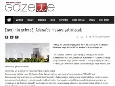 ENERJİNİN GELECEĞİ ADANA’DA MASAYA YATIRILACAK (GAZETTE.COM.TR)
