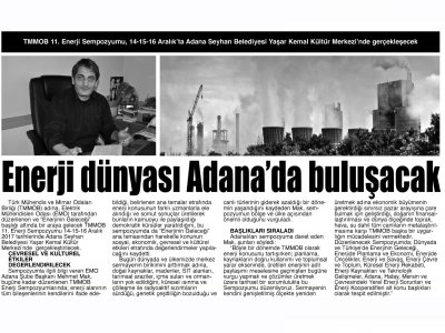 ENERJİNİN GELECEĞİ ADANA`DA MASAYA YATIRILACAK (BİZİM ADANA)