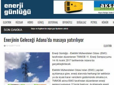 ENERJİNİN GELECEĞİ ADANA’DA MASAYA YATIRILIYOR (ENERJİGUNLUGU.NET)