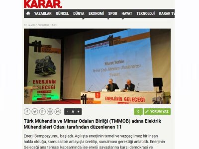 ADANA’DA `ENERJİ SEMPOZYUMU (KARAR.COM.TR)